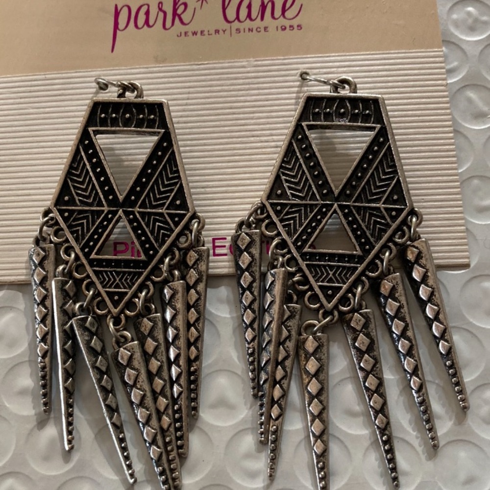 Park Lane Silver and Black Geometric Earrings